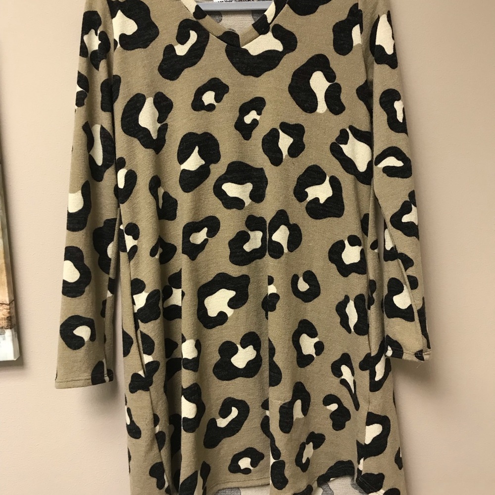 Leopard V-neck sweater dress